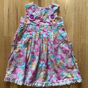 Easter Princess Handmade Toddler Watercolor Tie Dye Dress Spring Party 5T 6T